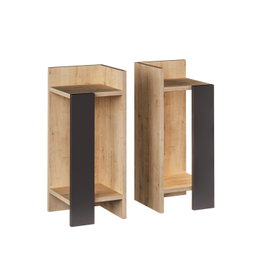 Hanah Home Mesilla de Noche Roble y Antracita - Elegante y Funcional para tu Dormitorio